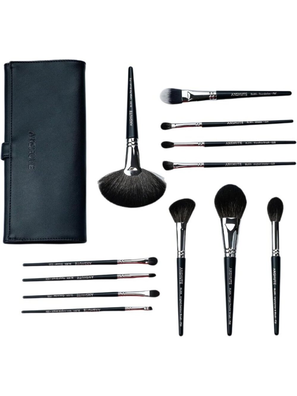 12-Piece Natural Goat Hair Makeup Brush Set for Flawless Application & Blending